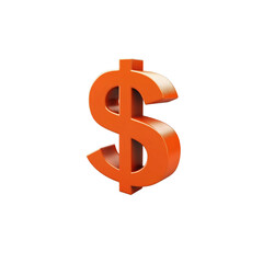 Obraz premium 3D Render of an Orange Dollar Sign on White Background