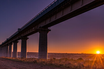 sunset over the bridge