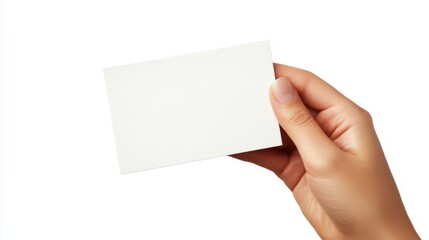 Obraz premium A Single Hand Holding a Blank White Card