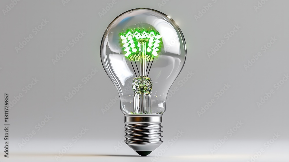 Poster illuminating ingenuity a modern and sharp 3d render of a detailed green lightbulb symbolizing innova