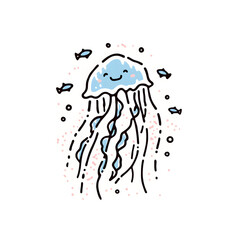 Stylized  jellyfish  ink design, elegant and highly detailed natural ornamentation