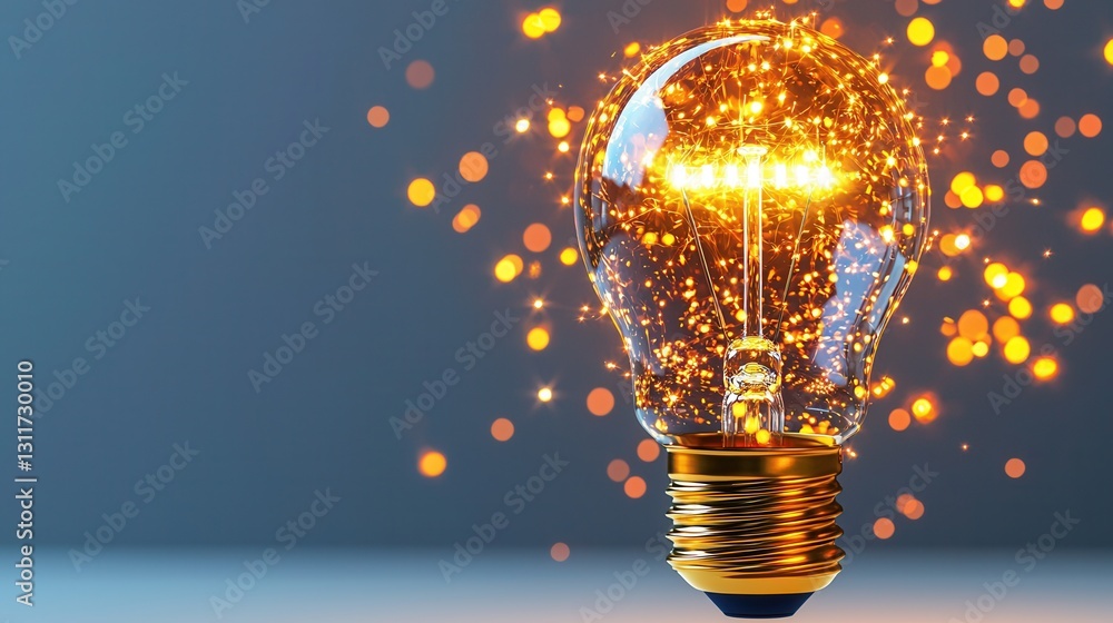 Aufkleber captivating 3d render of a glowing incandescent lightbulb emitting radiating energy and innovative i