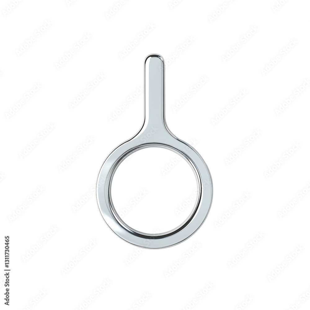 Poster 3D Render of a Shiny Chrome Ring with a Vertical Handle