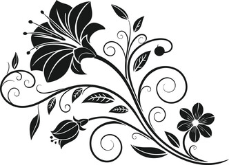 Elegant Black and White Floral Design for Decorative Use