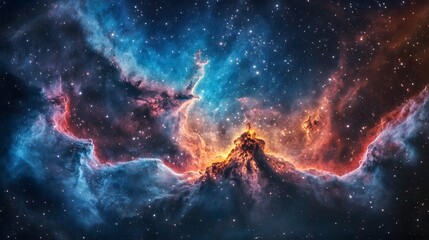 Obraz premium Vibrant Nebulae in Cosmic Landscape Glowing Gas and Dust Clouds in Deep Space
