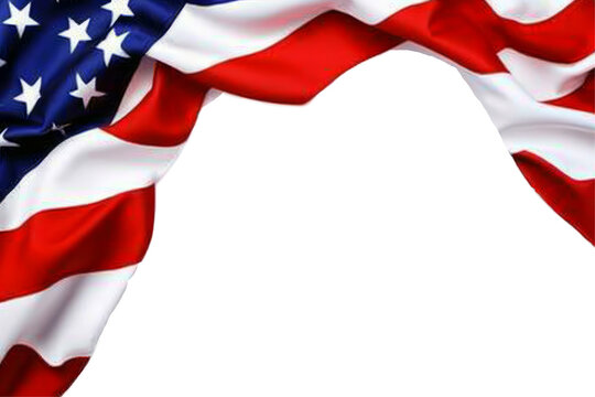 American Flag Frame On A White Background, Perfect For Overlaying Text Or Design.
