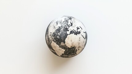 Fototapeta premium Earth globe, top view, white background