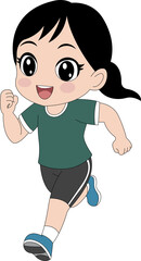 cartoon girl running 