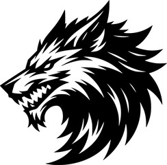 Obraz premium Webtattoo, animal, head, lion, vector, wolf, illustration, tribal, wild, cat, black, symbol, cartoon, tiger, silhouette, wildlife, nature, face, mascot, mammal, dragon, icon, dog, predator, art