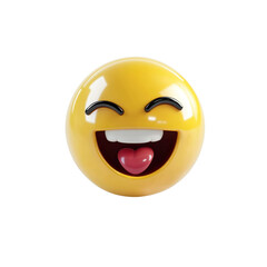 Fototapeta premium 3D Render of a Laughing Emoji with Heart-Shaped Tongue