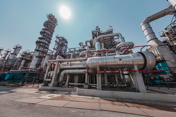 Oil​ refinery​ and​ plant and tower column of Petrochemistry industry Refinery plant...
