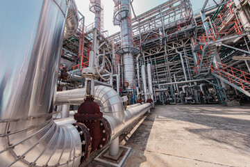Oil​ refinery​ and​ plant and tower column of Petrochemistry industry Refinery plant equipment for pump pipeline oil and gas valves
