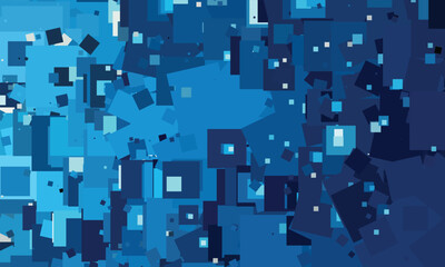 Abstract Blue Geometric Pattern with Overlapping Geometric Shapes in Various Shades of Blue and Navy