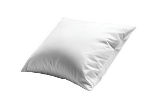 plain white pillow resting on a clean. white background it appears soft and fluffy. emphasizing its comfort and suitability for resting or sleeping the simplicity of the design highlights its function