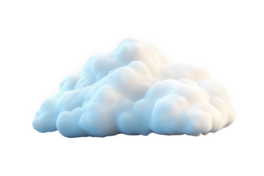 a soft. fluffy cloud rendered in a 3d style. showcasing a light blue color against a white background its smooth contours and gentle curves create a serene and calming visual. ideal for use in graphic