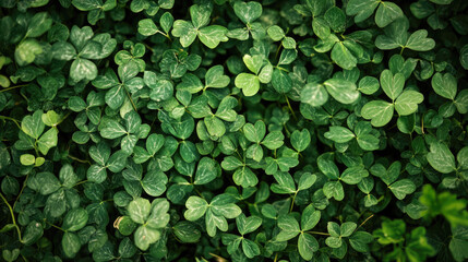 Lush green clover leaves creating a dense natural carpet