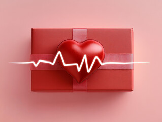 Valentine's themed present with heartbeat effect