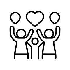 same sex couple with kids icon, same sex couple with kids line art - simple line art of same sex couple with kids, perfect for same sex couple with kids logos and icons