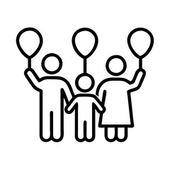 same sex couple with kids icon, same sex couple with kids line art - simple line art of same sex couple with kids, perfect for same sex couple with kids logos and icons