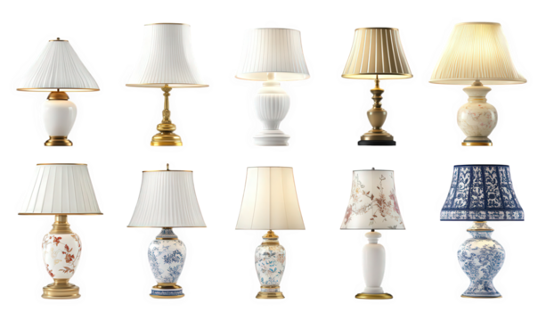 a collection of decorative lamps. featuring various styles and designs the lamps vary in shape. color. and material. highlighting both traditional and modern aesthetics. suitable for enhancing interio