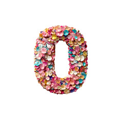 Floral Number Zero Colorful Petals Forming a Zero Shape