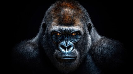 Obraz premium Majestic Gorilla Portrait: A Powerful Gaze into the Soul of a Gentle Giant