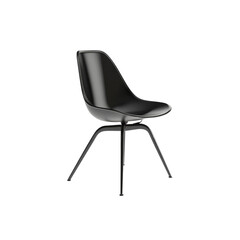 Sleek Black Plastic Dining Chair with Modern Metal Legs - Isolated on White Background