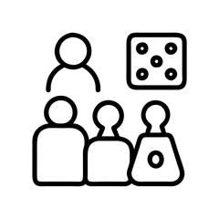 family game night icon, family game night line art - simple line art of family game night, perfect for family game night logos and icons