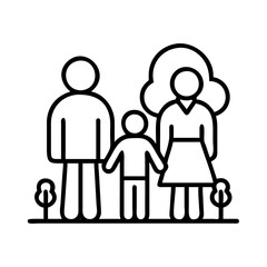 family in park icon, family in park line art - simple line art of family in park, perfect for family in park logos and icons