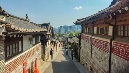 Scenic Alleyway in Bukchon Hanok Village, Seoul