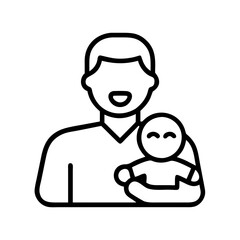 father and baby icon, father and baby line art - simple line art of father and baby, perfect for father and baby logos and icons