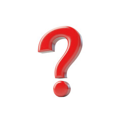 3D Render of a Red Question Mark on White Background