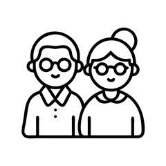 grandparents icon, grandparents line art - simple line art of grandparents, perfect for grandparents logos and icons
