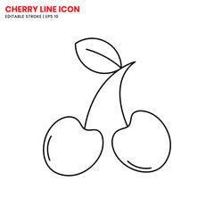 Line icon of cherry isolated on a white background