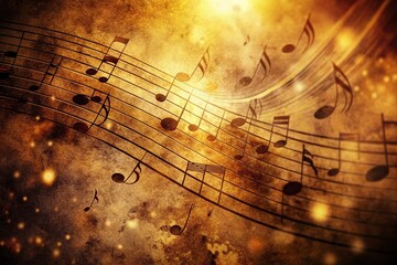 Vintage Abstract Music Notes Dark Background Stock Photo