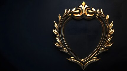 Golden Ornate Frame Against Dark Background