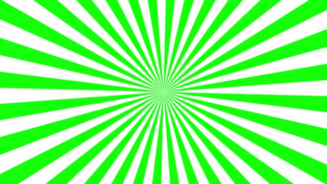 White and green illuminated stripes rotate in a circle. Spiral circus paranormal abstract background.