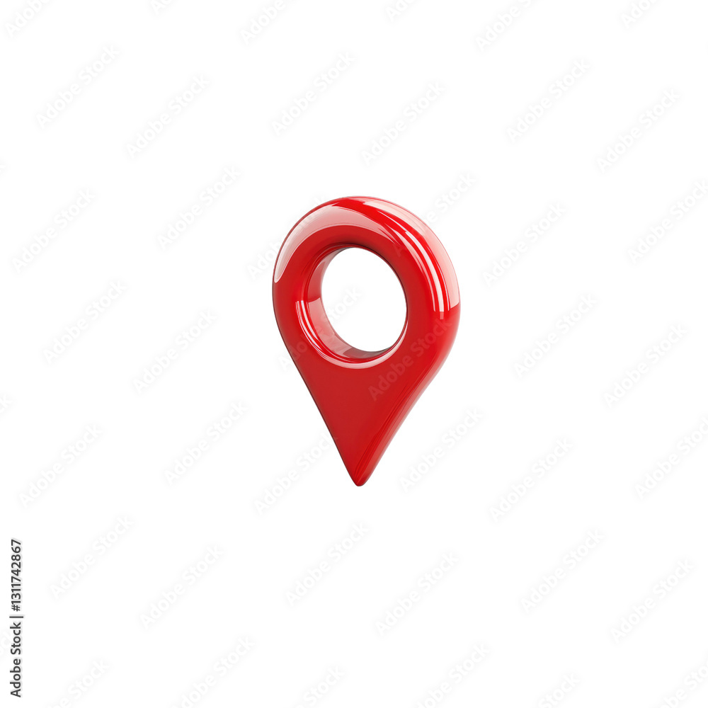 Poster 3d red glossy map pointer icon