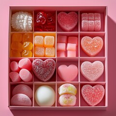 Colorful assorted gummy candies in a gift box  