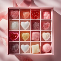 Colorful assorted gummy candies in a gift box  