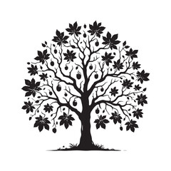 Obraz premium Minimalist Butternut Tree Silhouette - Butternut Tree Design - Butternut Tree Vector - Butternut Tree Illustration.