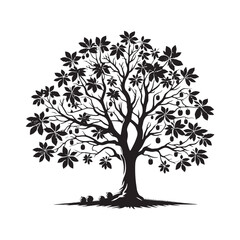 Minimalist Butternut Tree Silhouette - Butternut Tree Design - Butternut Tree Vector - Butternut Tree Illustration.