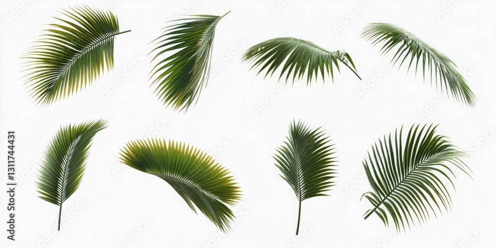 Aufkleber a set of palm tree leaves are shown in various stages of growth. the leaves are all different sizes 