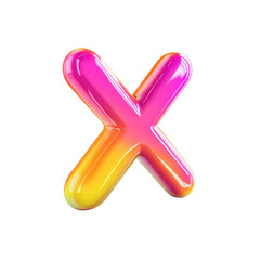Glossy 3D X Mark Vibrant Pink and Yellow Gradient