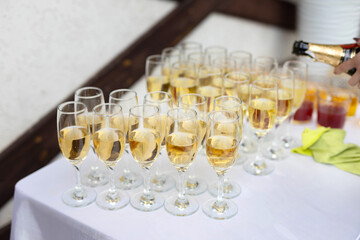 glass glasses for champagne at a festive ceremony	