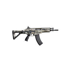 Modern Assault Rifle with Camouflage Pattern - Isolated on White Background