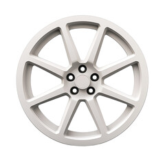 Obraz premium A modern white alloy car wheel with a sleek design.