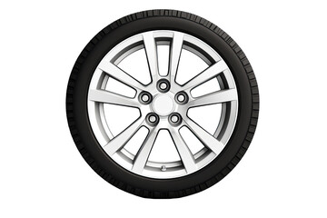 Fototapeta premium A sleek alloy wheel with a modern design and black tire.