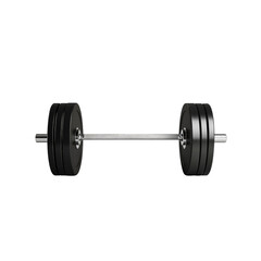 Studio Shot of a Standard Weightlifting Barbell with Black Weight Plates