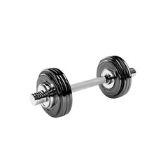 Naklejka premium Chrome and Black Dumbbell Isolated on White Background